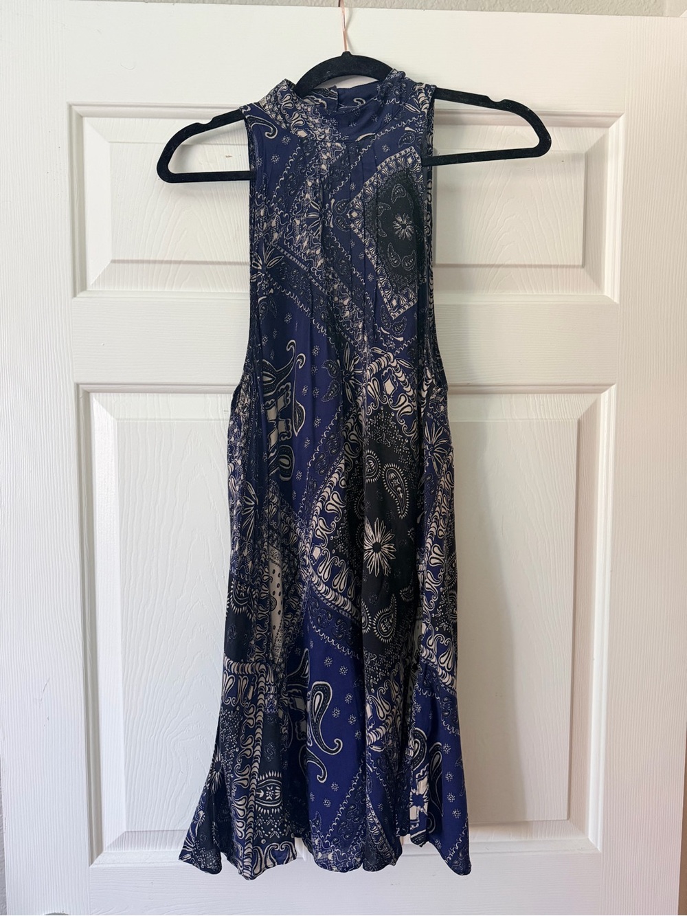 Free People Navy and Black Paisley Bandana Dress